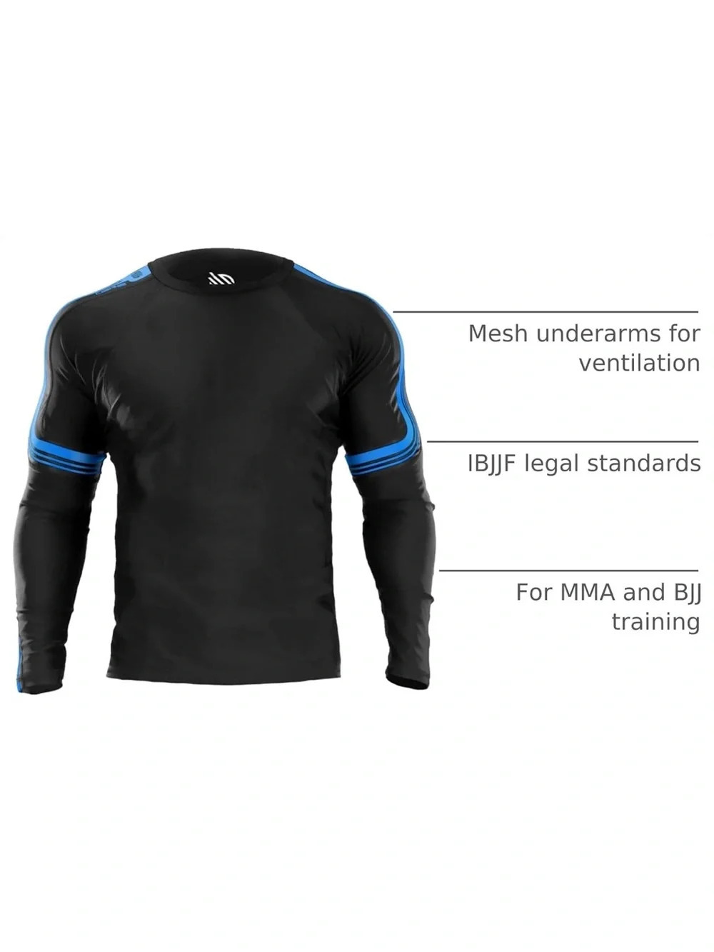 Sanabul Men's Black & Blue Long Sleeve jujutsu rash guard/ workout top